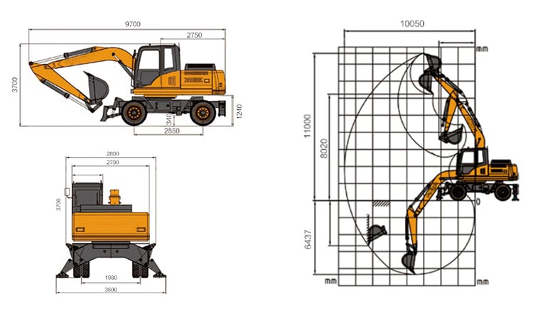 Escavadeira de rodas 21,5 21.5 wheel excavator
