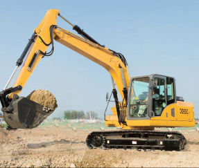 Large crawler excavator work site