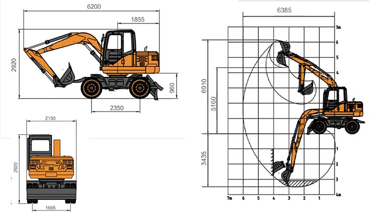 Jengkaut roda 7.5 tan 7.5 Ton wheel excavator